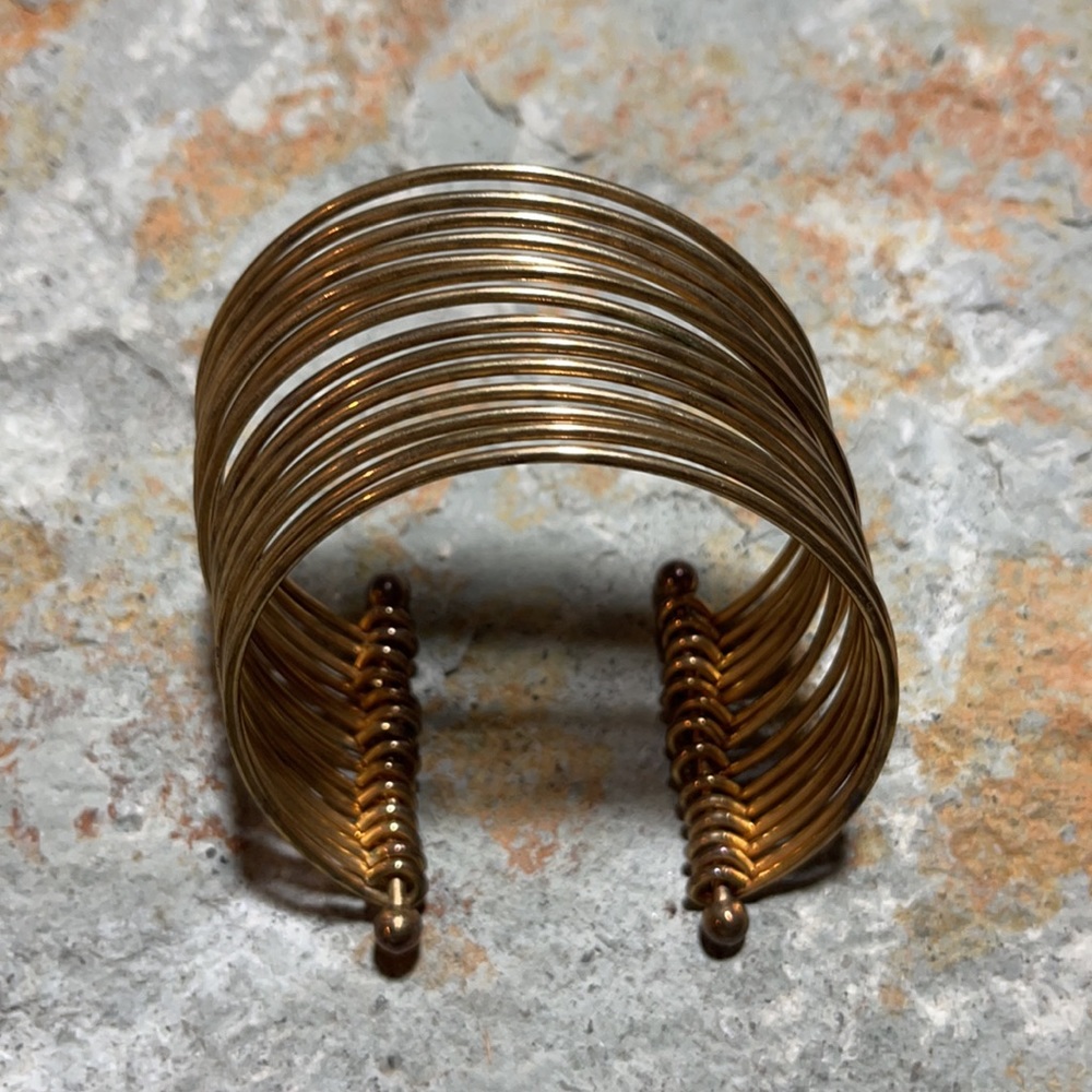 cool unique eclectic vintage brass bangle bracelet eclectic classic subtle light